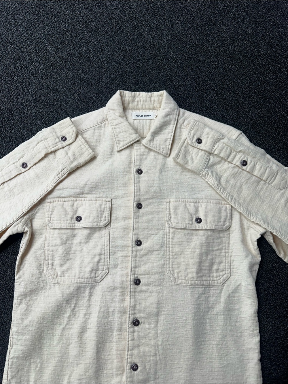 Taylor Stitch Division Shirt Birch Sashiko Mens 36 Loop Collar